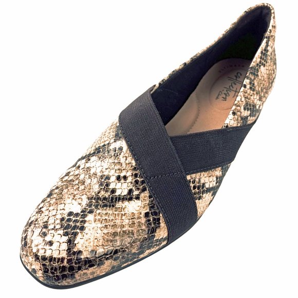 CLARKS Collection Juliet Dahlia Taupe Snake Print Loafers  NWOB - Picture 2 of 8